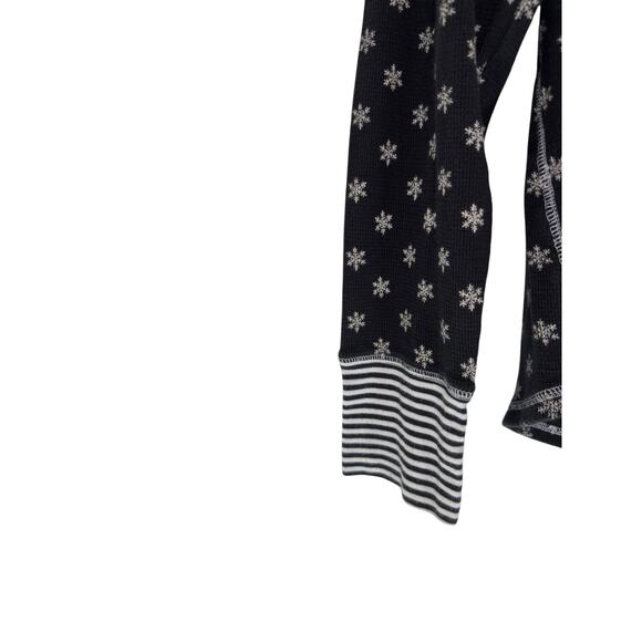Victoria's‎ Secret Pajamas Black White Snowflake Winter Thermal Lounge Large - Picture 3 of 15
